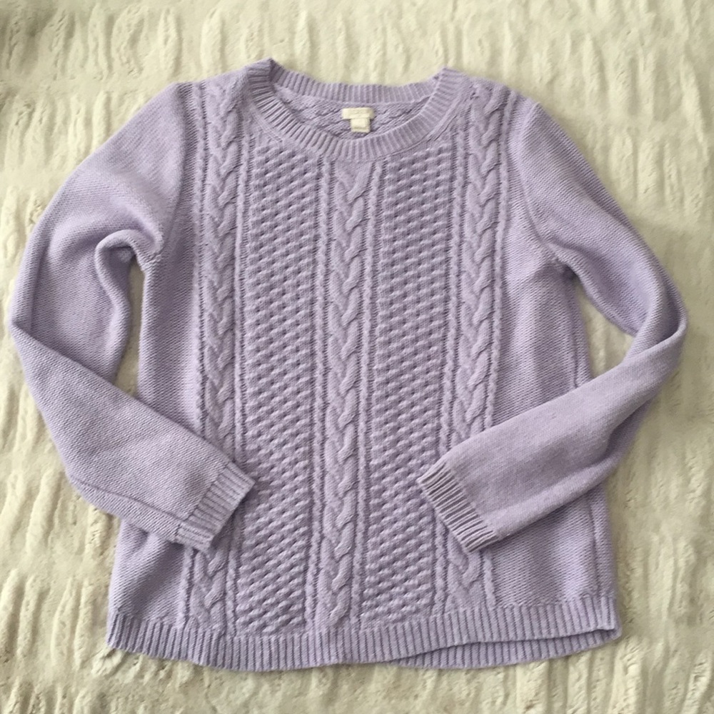 J Crew Lavendar Cableknit Sweater